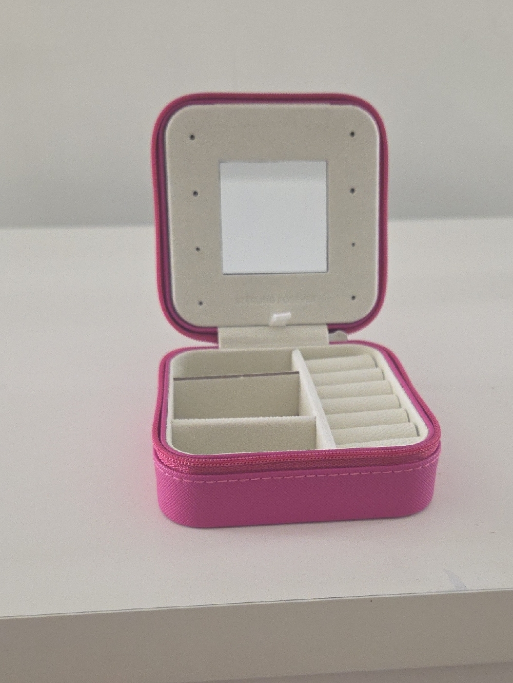 Sterling Forever Compact Pink Travel Jewelry Organizer Case with a Mirror